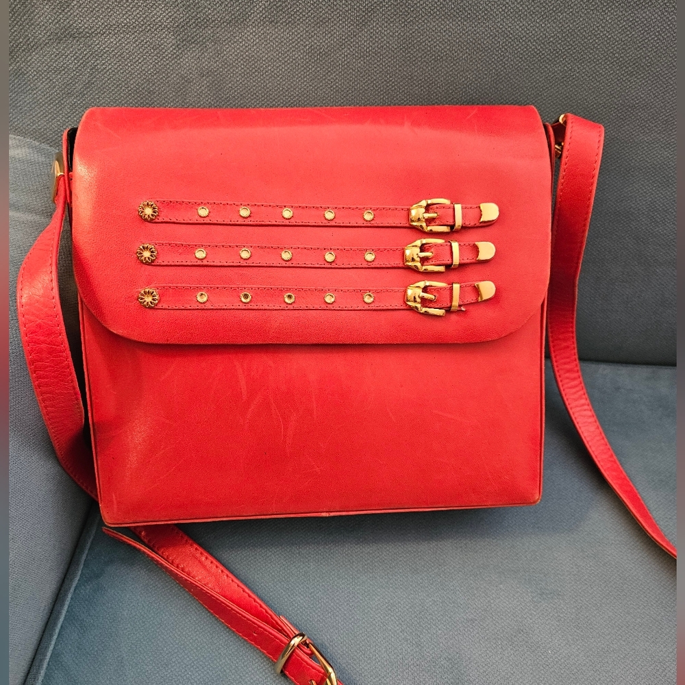 NWOT Vintage Orange brick ONE OF A KIND  leather bag.